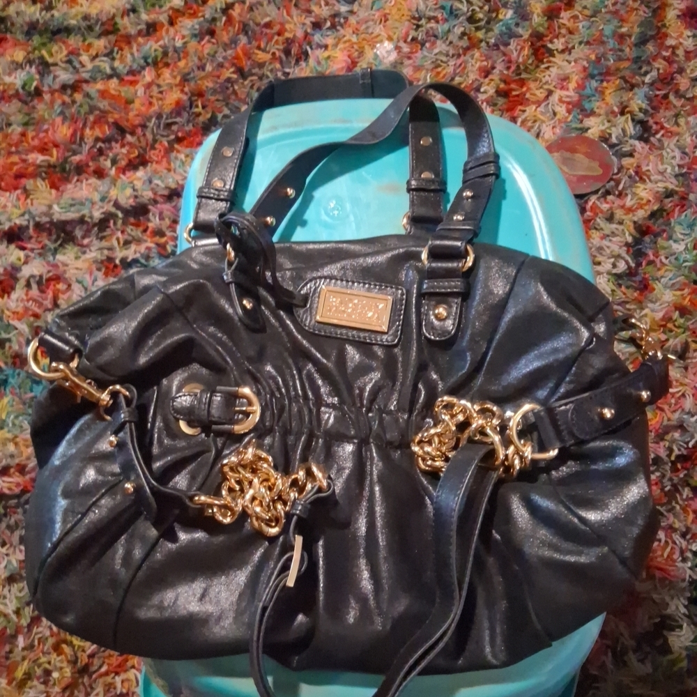 Badgley Mischka Black and Gold Shoulder Bag Excellent Preloved Condition